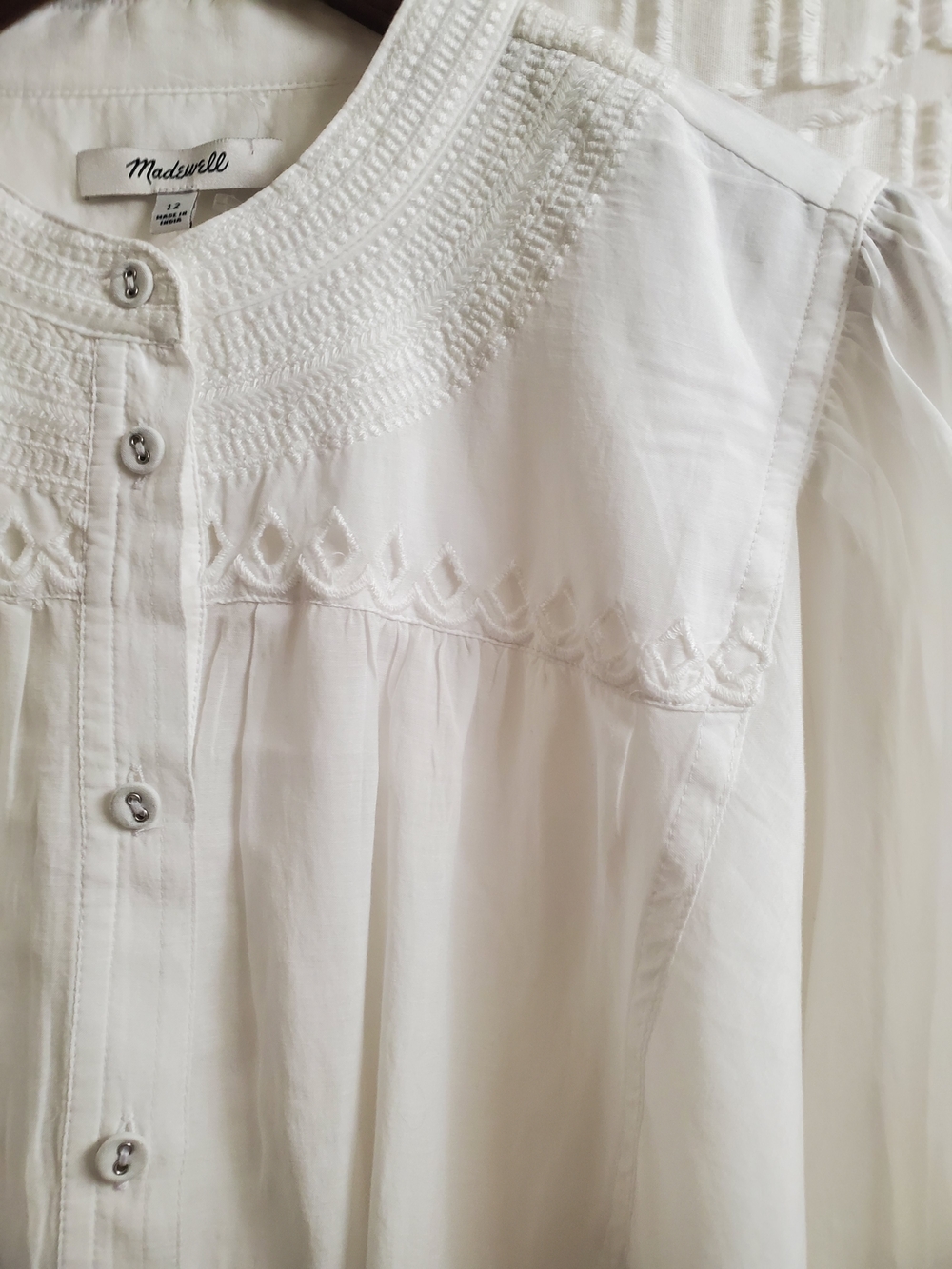 Madewell White Short-Sleeve Button-Front Blouse - Picture 6 of 16
